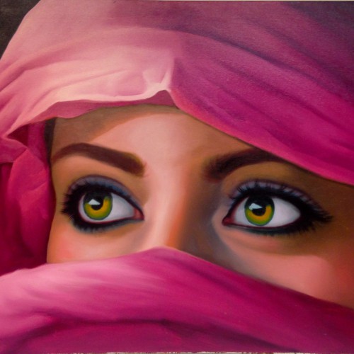 Mystery behind the pink veil  80x120